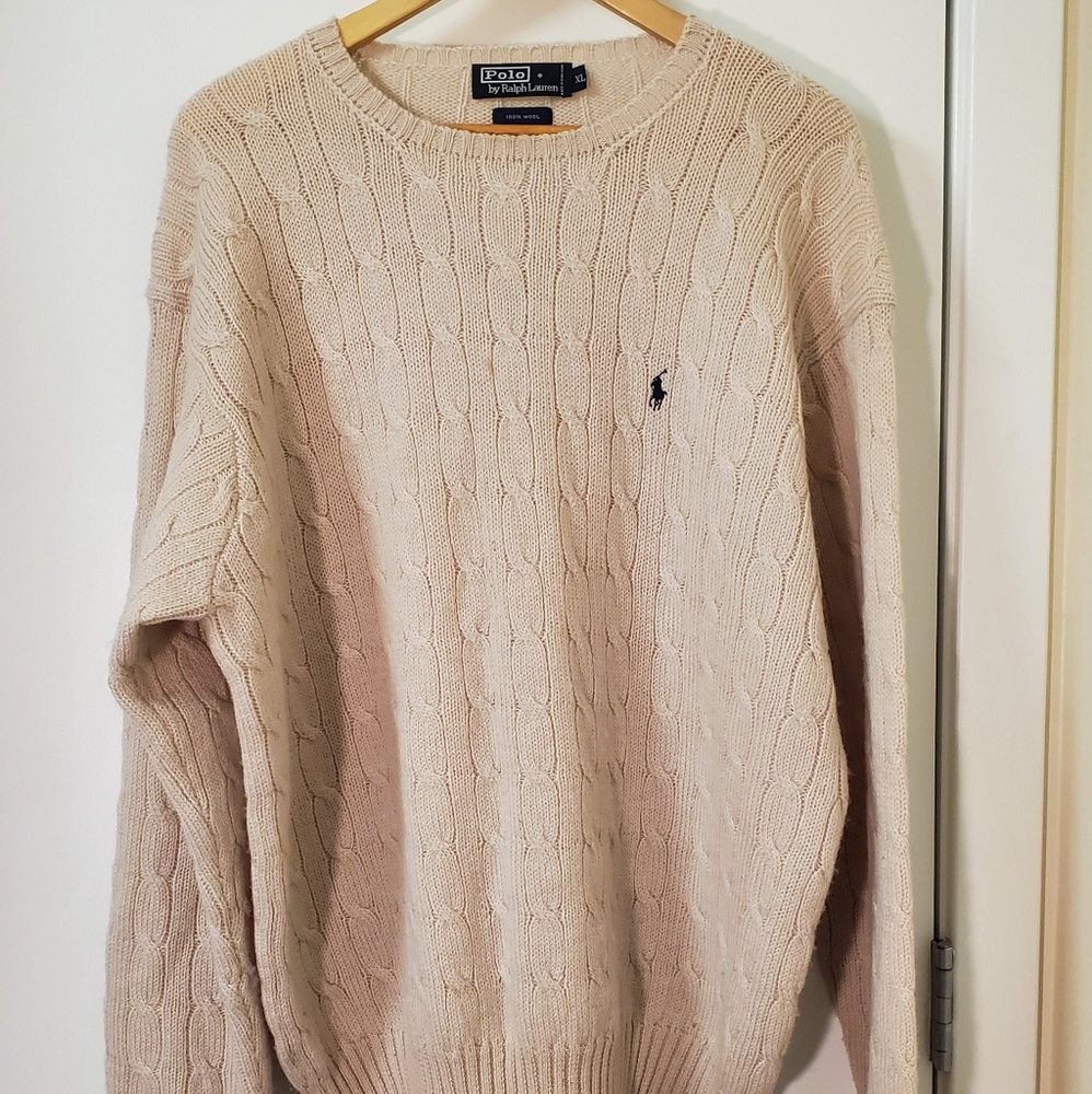 Polo ralph Lauren wool knit sweater XL beige